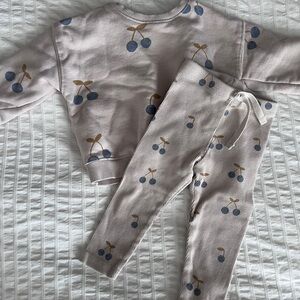 Zara Kids Set with Blue and Brown Cherry Design